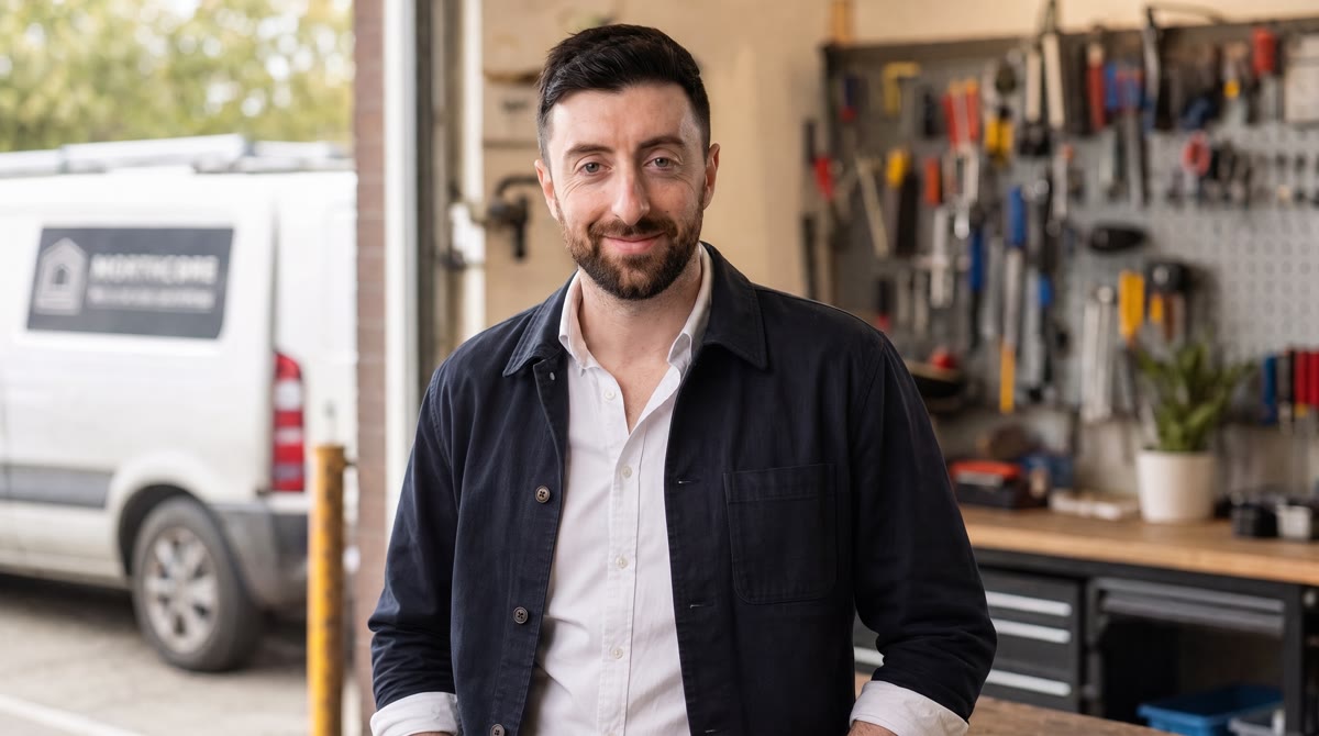 James Brown, Co-Founder of Pinlink, standing in a workshop